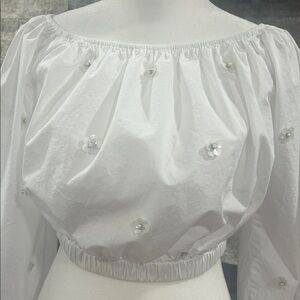 Endless Rose White Off-Shoulder crop top Blouse size small